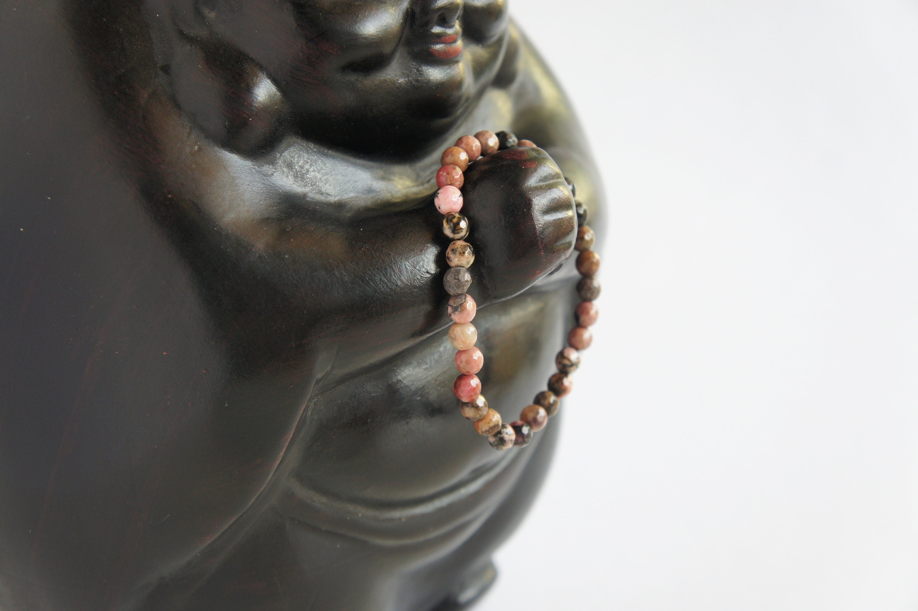 Spirit Feather Rhodonite Beaded Bracelet