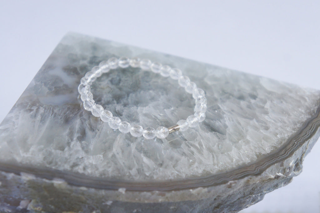 Spirit Feather Clear Quartz Beaded Bracelet