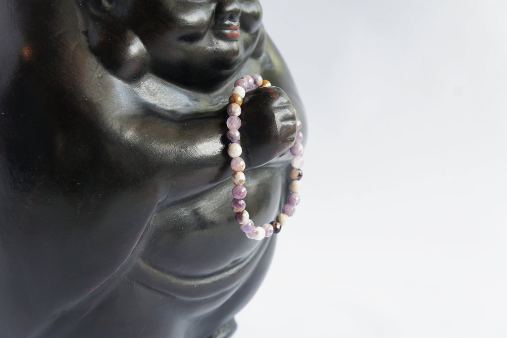 Spirit Feather Flower Amethyst Beaded Bracelet