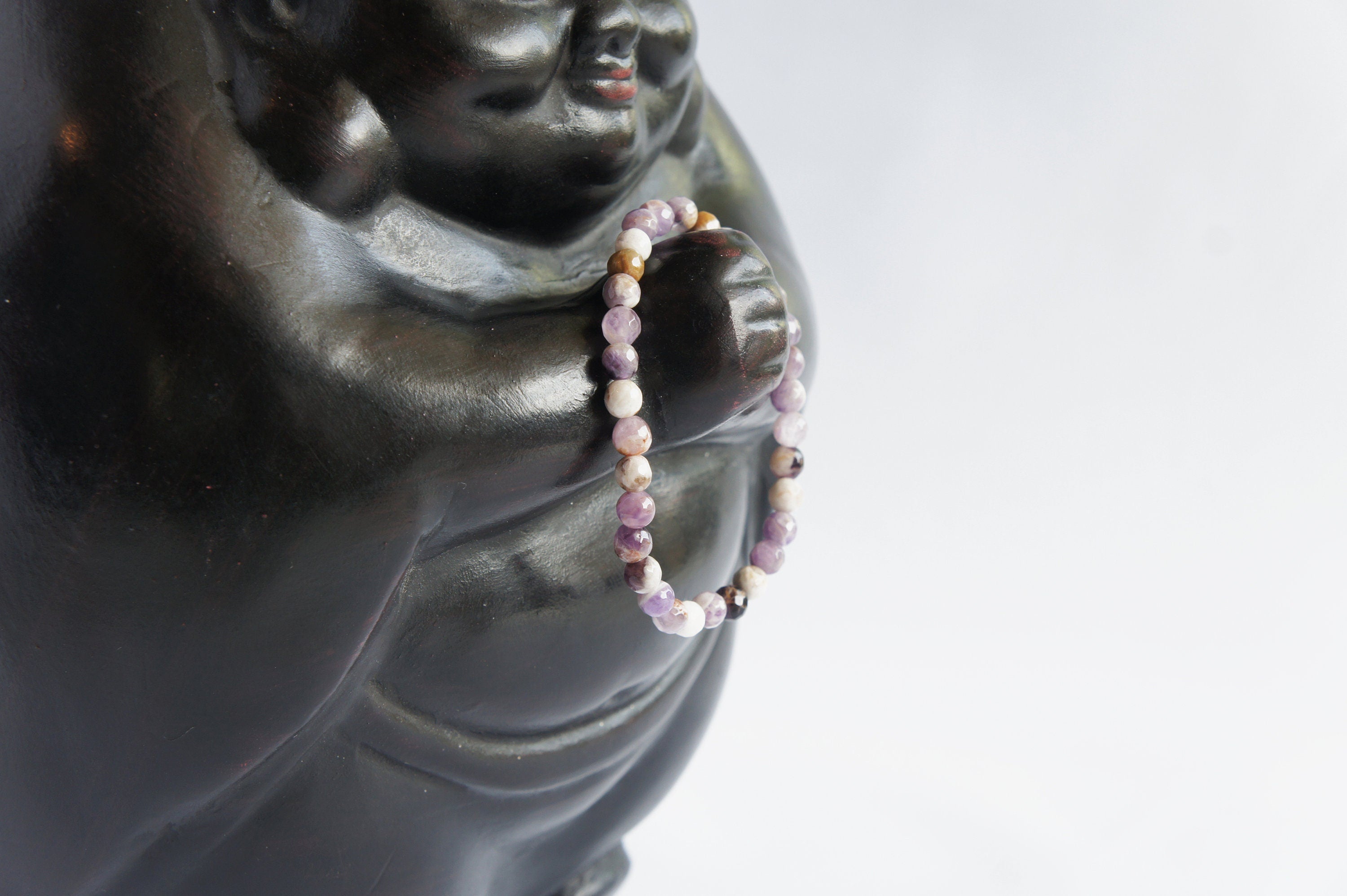 Spirit Feather Flower Amethyst Beaded Bracelet