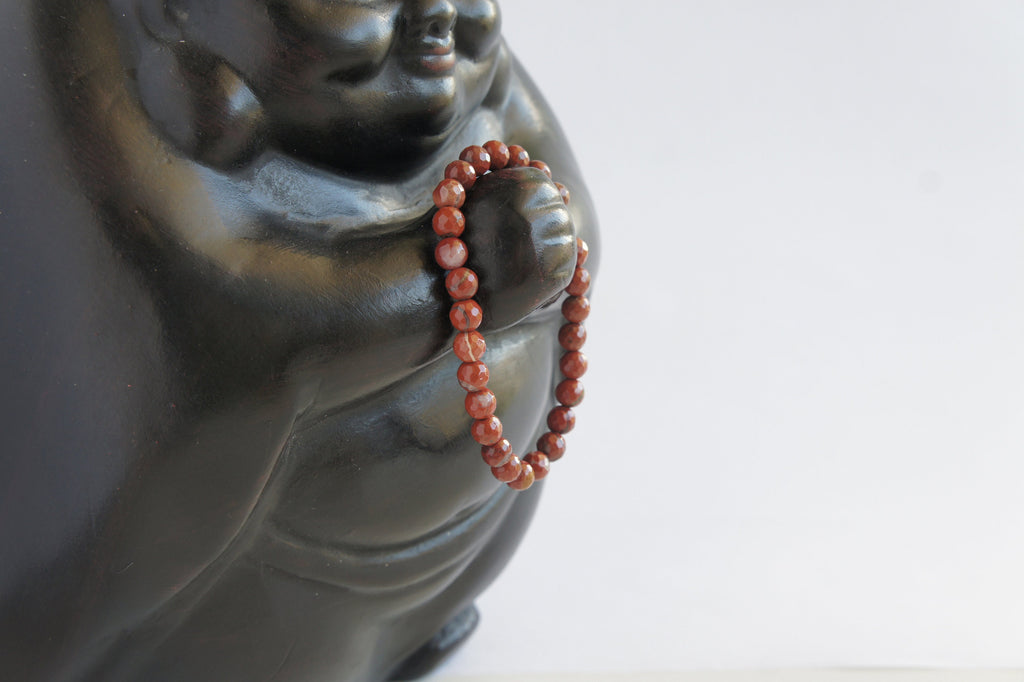 Spirit Feather Red Jasper Beaded Bracelet