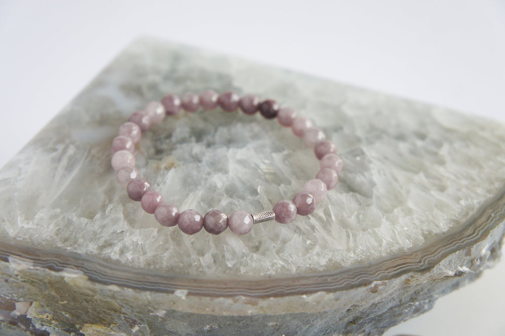 Spirit Feather Strawberry Quartz Beaded Bracelet
