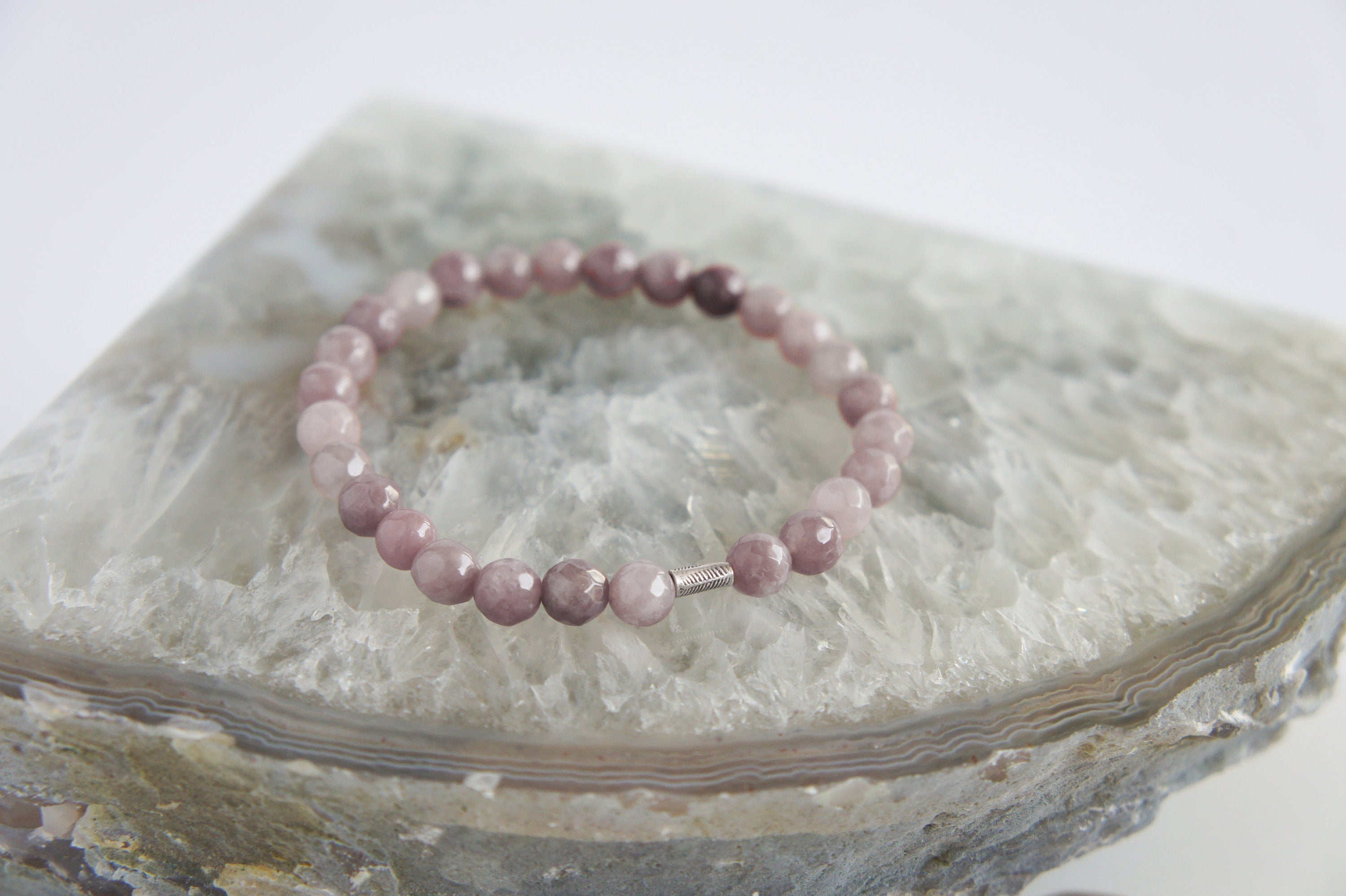 Spirit Feather Strawberry Quartz Beaded Bracelet