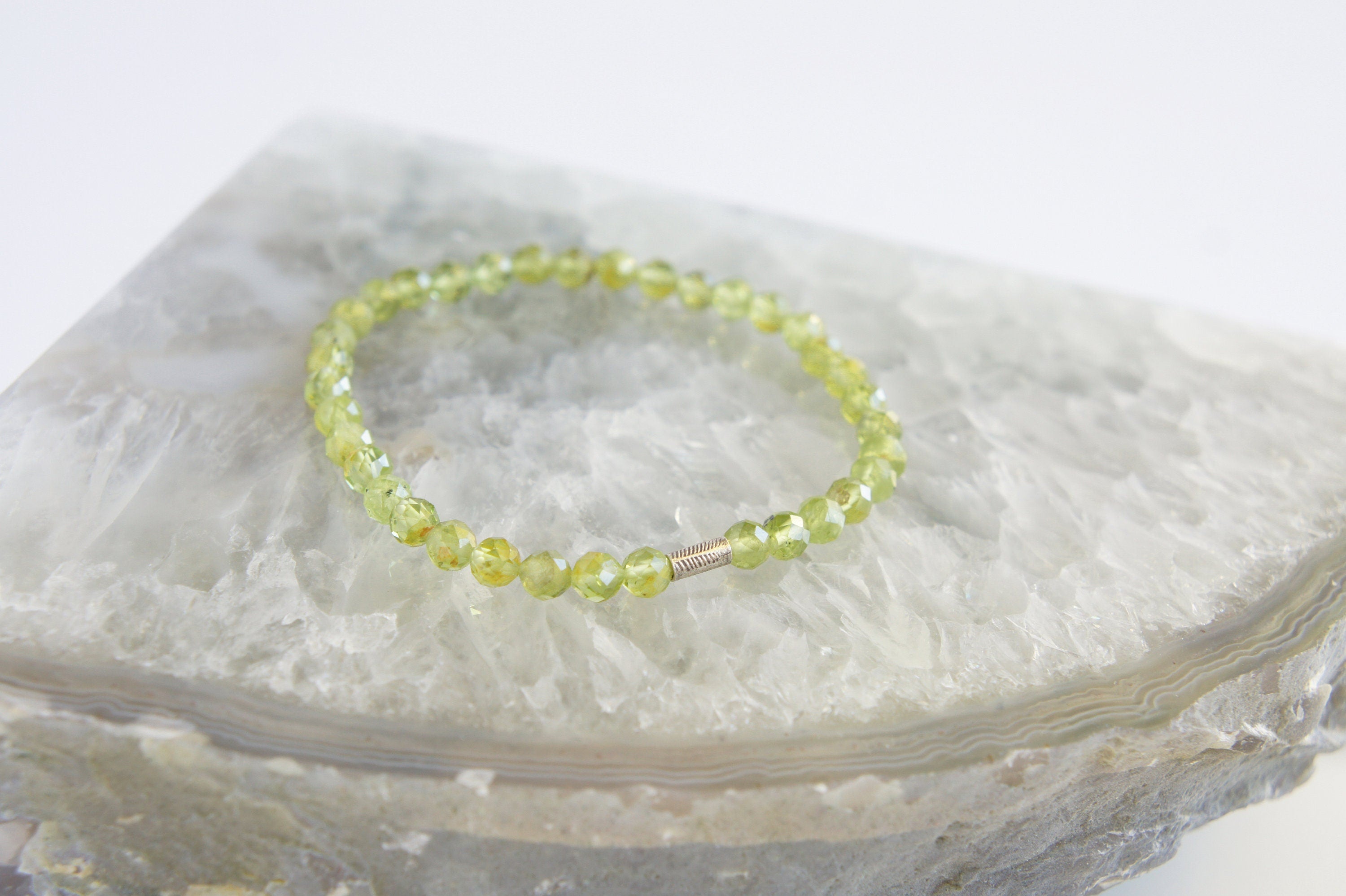 Spirit Feather Peridot Beaded Bracelet