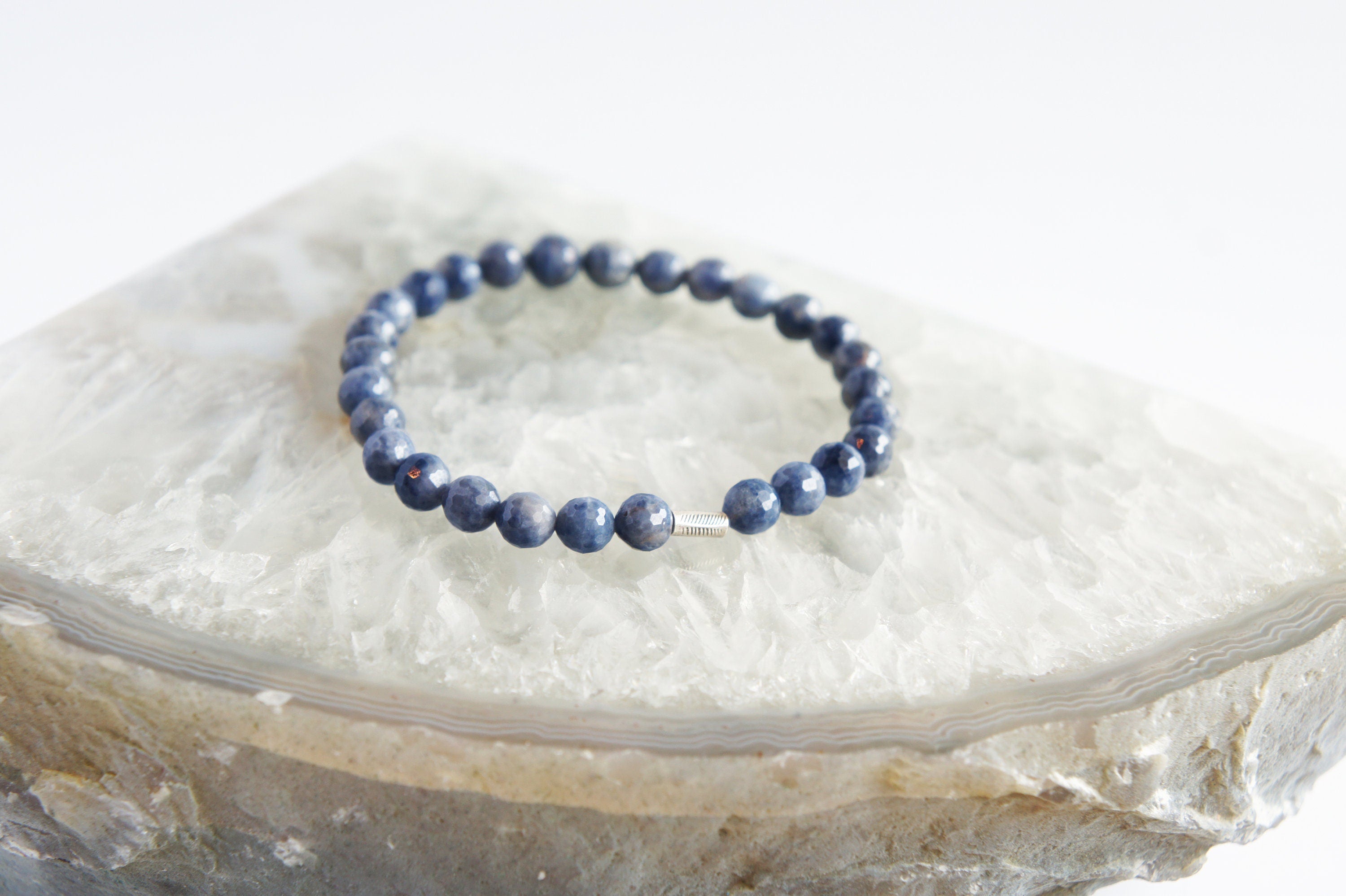 Spirit Feather Sapphire Beaded Bracelet