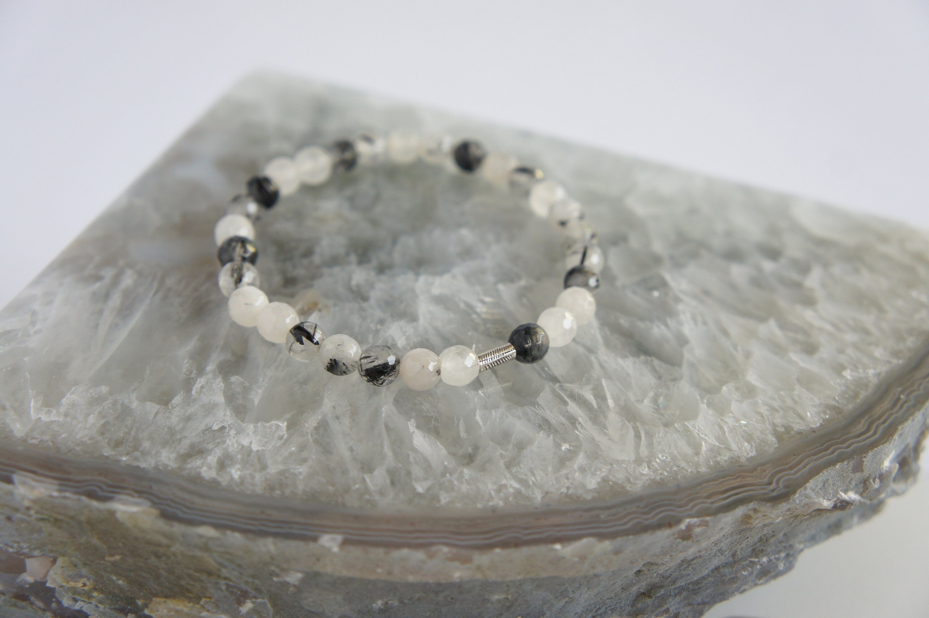 Spirit Feather Tourmalinated Quartz Beaded Bracelet