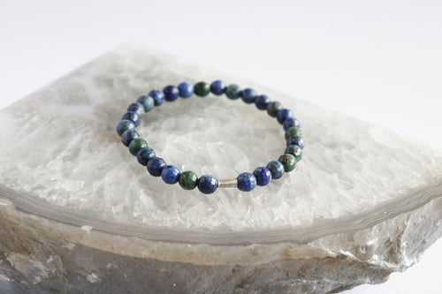 Spirit Feather Azurite Beaded Bracelet