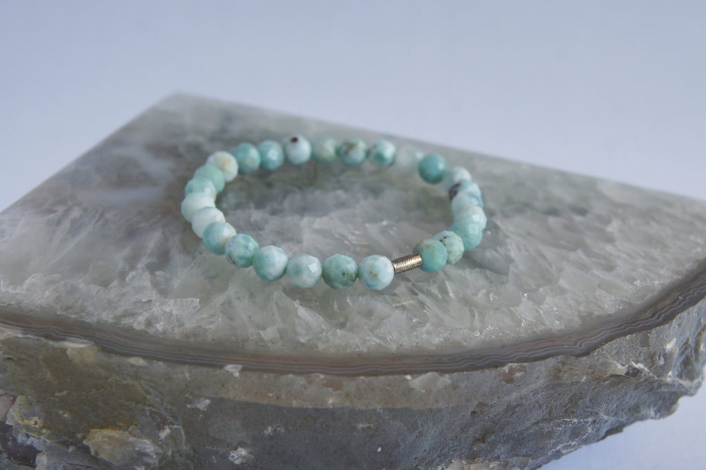 Spirit Feather Larimar Beaded Bracelet