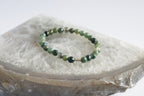 Spirit Feather Moss Agate Beaded Bracelet