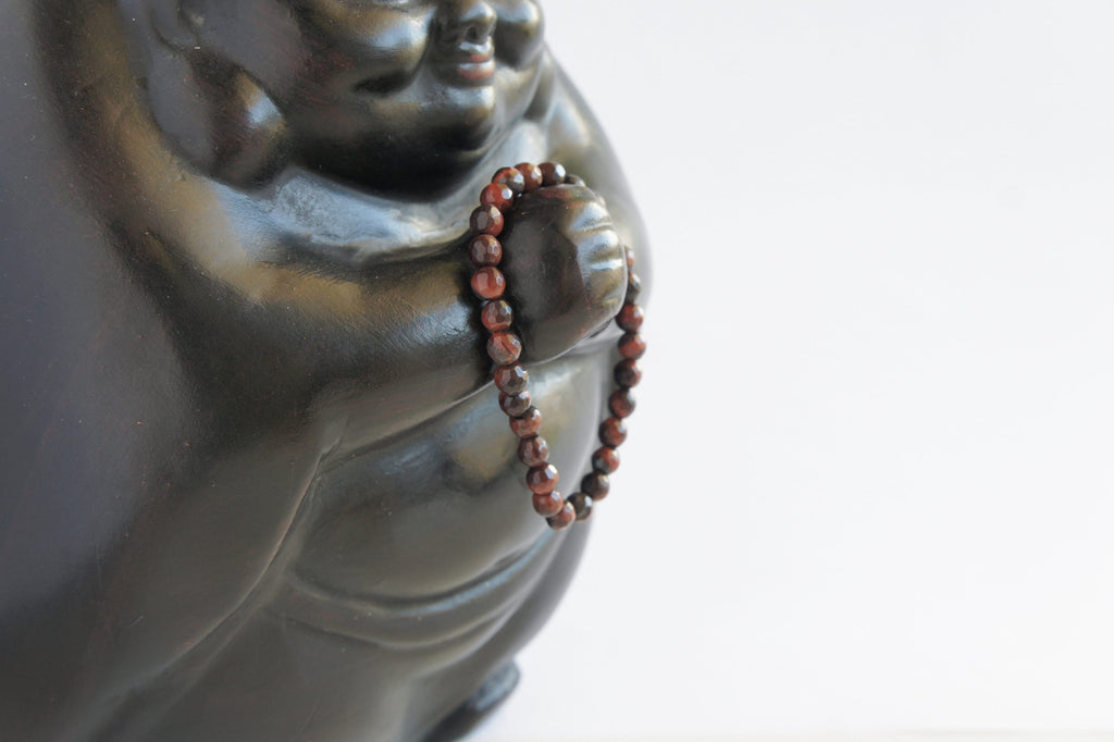 Spirit Feather Red Tiger's Eye Beaded Bracelet