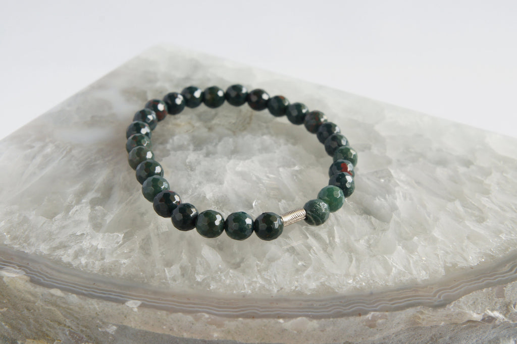Spirit Feather Bloodstone Beaded Bracelet