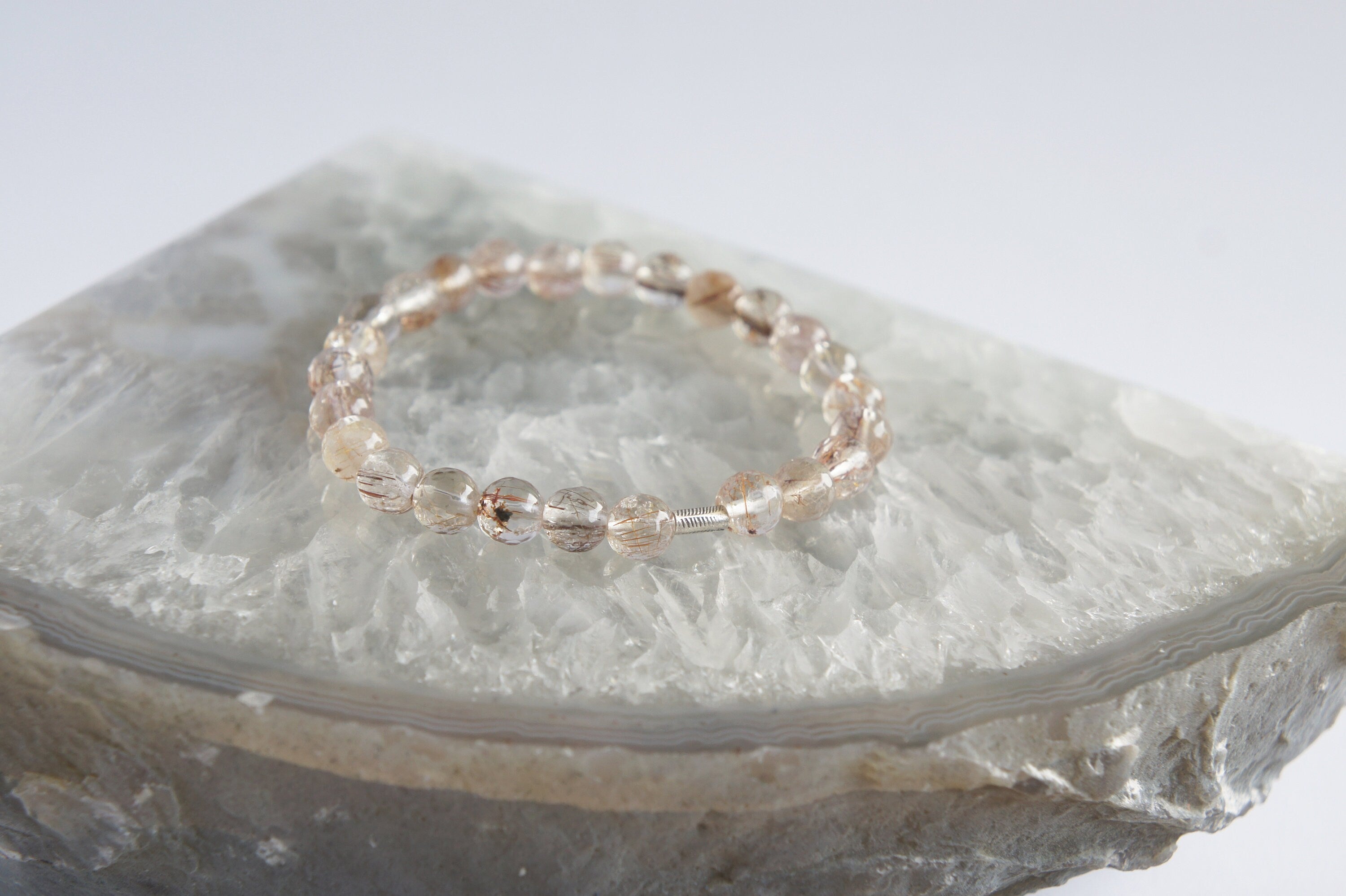 Spirit Feather Rutilated Quartz Beaded Bracelet