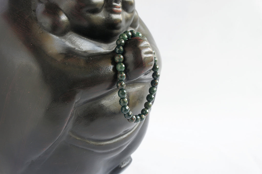 Spirit Feather Bloodstone Beaded Bracelet