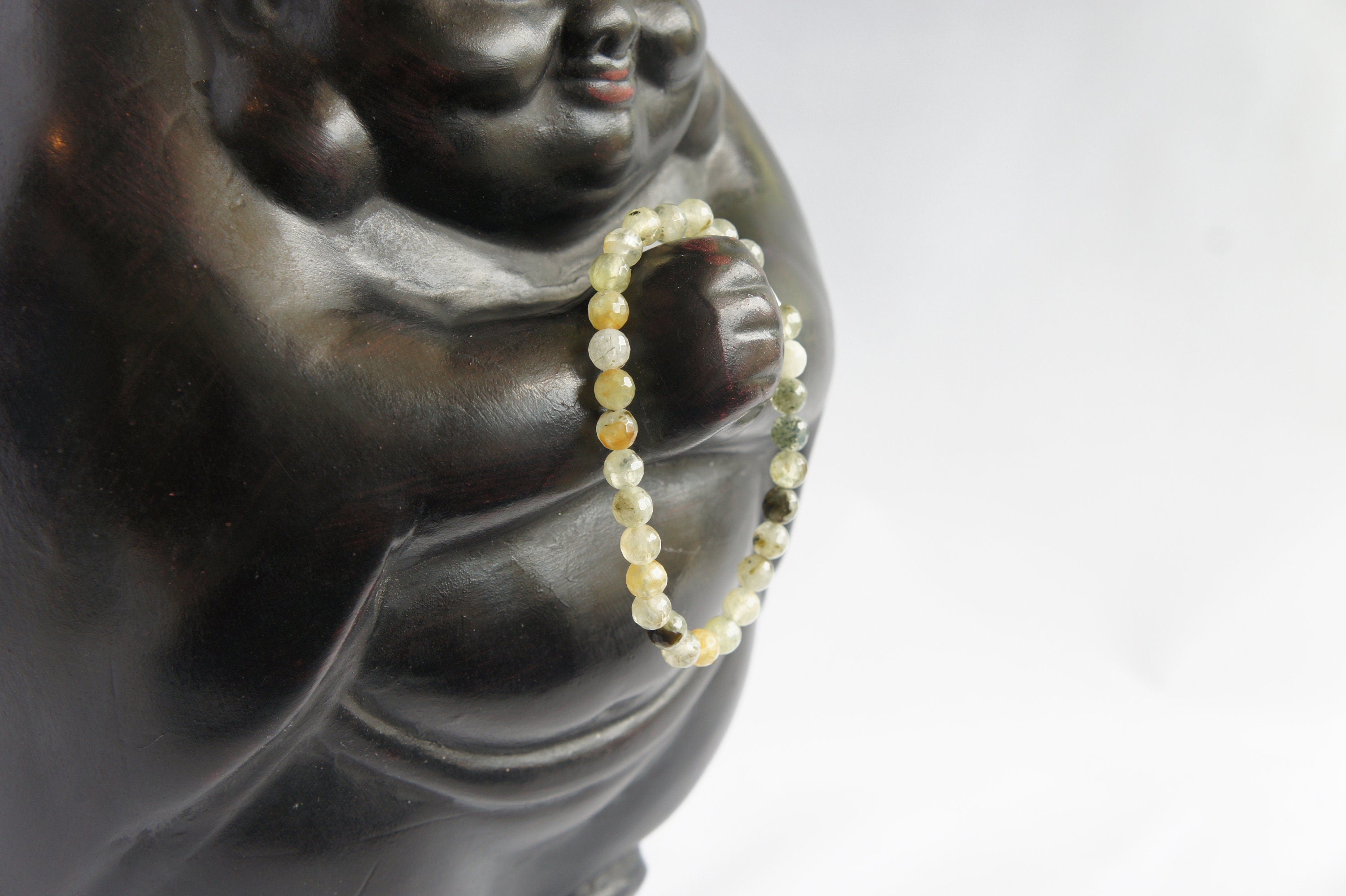 Spirit Feather Prehnite Beaded Bracelet