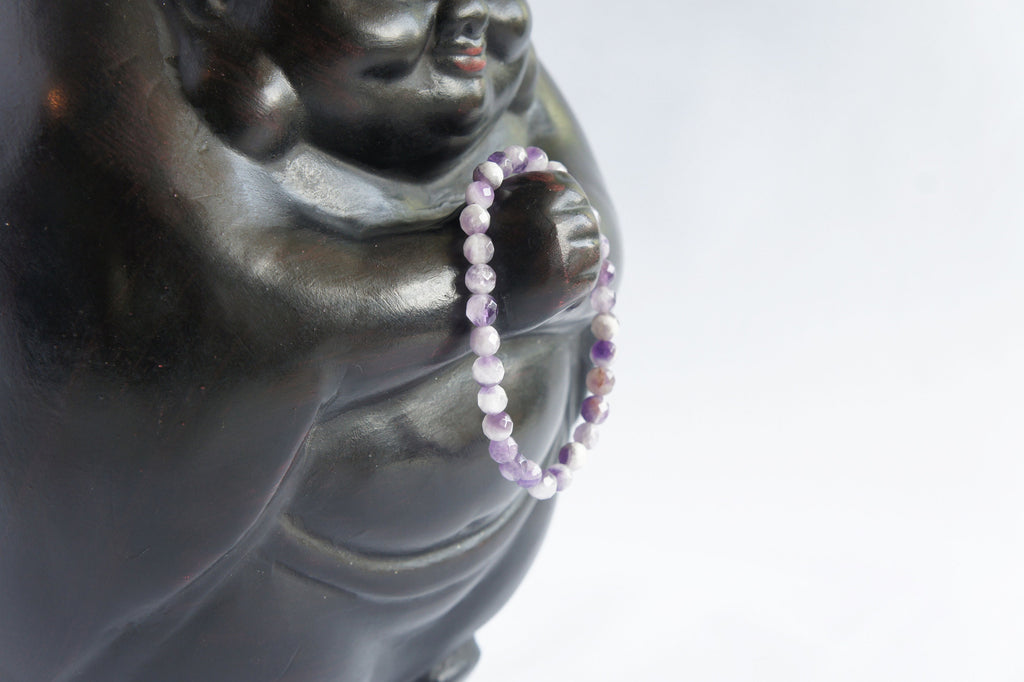 Spirit Feather Chevron Amethyst Beaded Bracelet