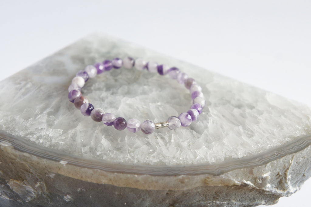 Spirit Feather Chevron Amethyst Beaded Bracelet
