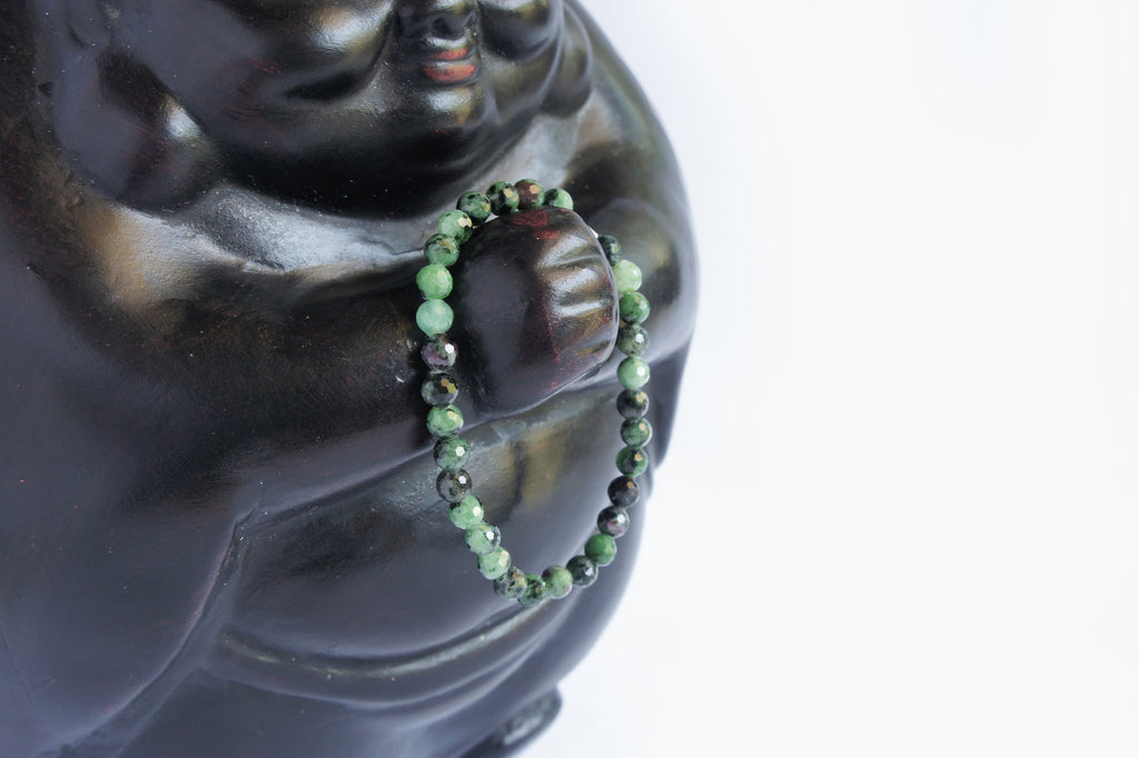 Spirit Feather Ruby Zoisite Beaded Bracelet