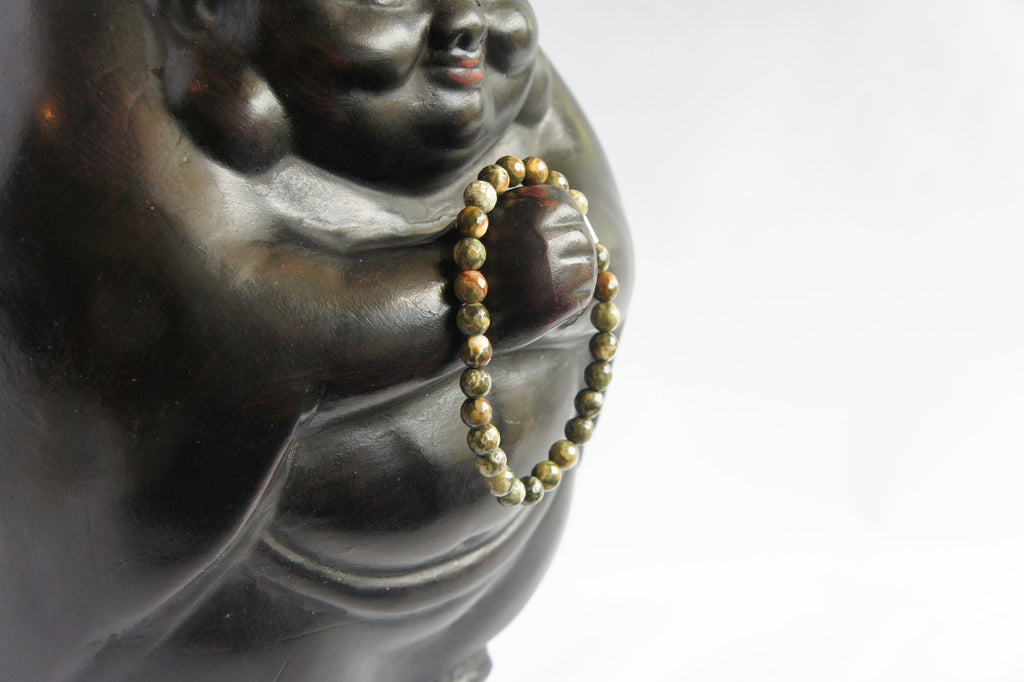 Spirit Feather Rhyolite Beaded Bracelet