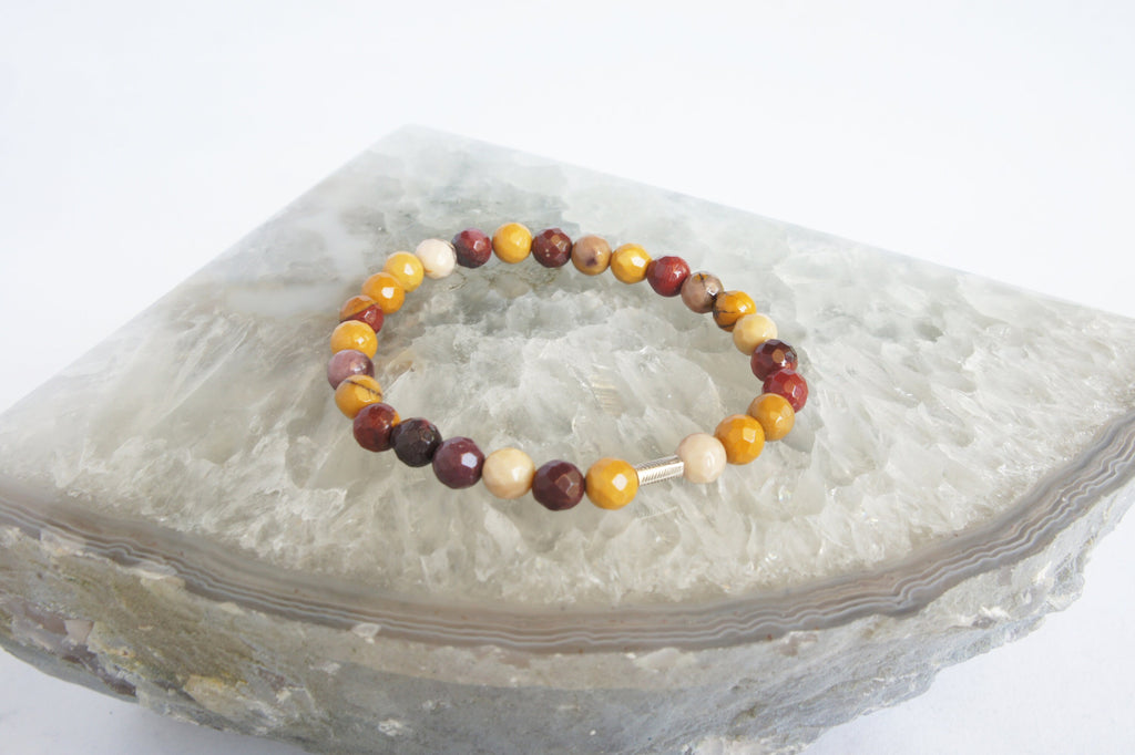 Spirit Feather Mookaite Jasper Beaded Bracelet