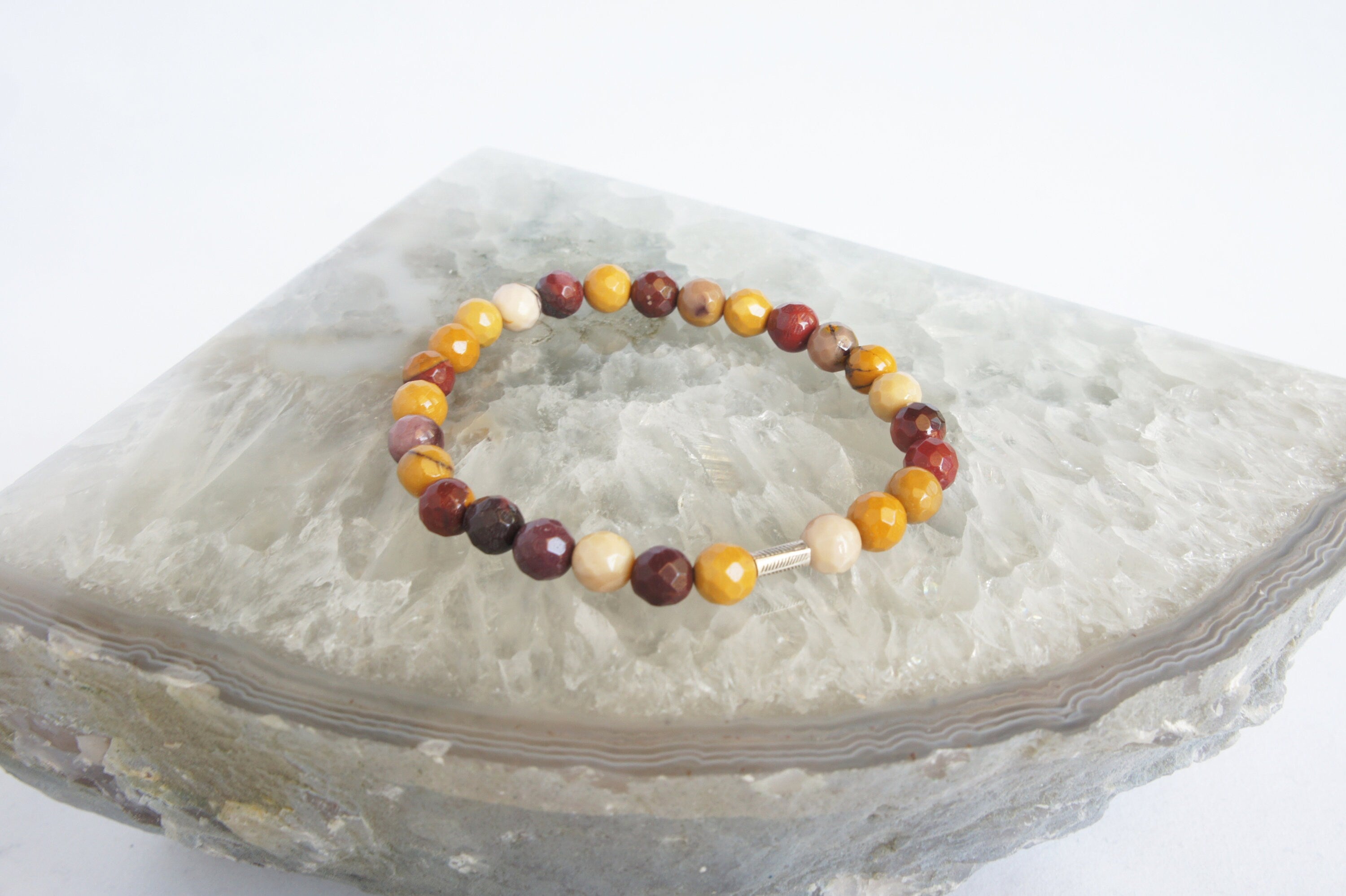 Spirit Feather Mookaite Jasper Beaded Bracelet