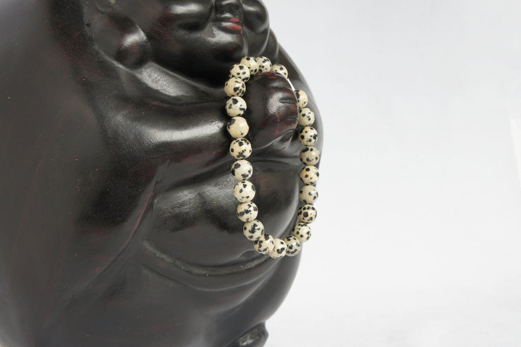 Spirit Feather Men's Dalmation Jasper Beaded Bracelet