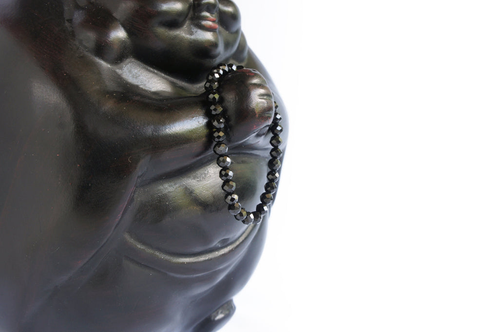Spirit Feather Black Spinel Beaded Bracelet