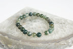 Spirit Feather Men's Moss Agate Beaded Bracelet