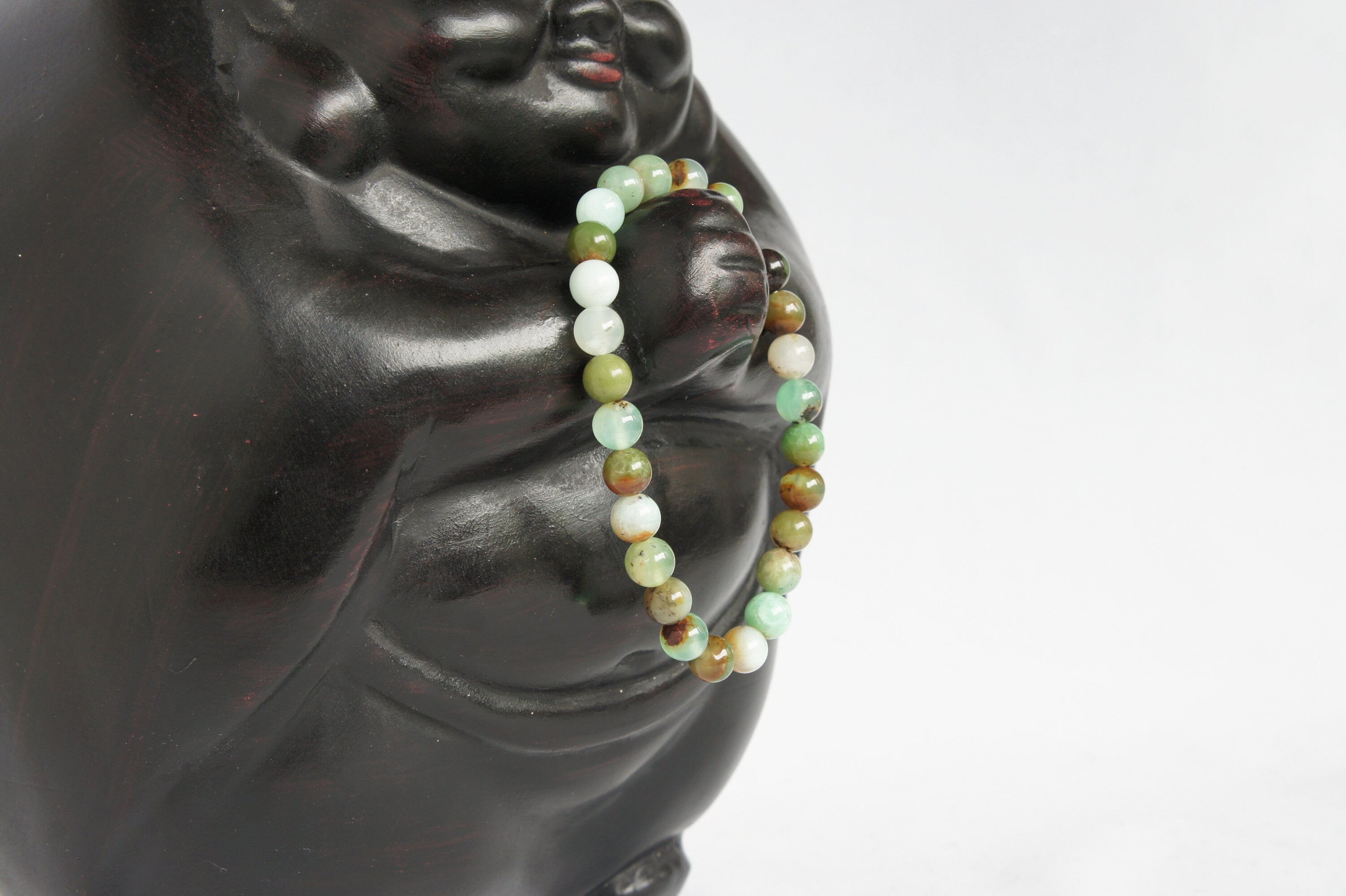 Spirit Feather Men's Chrysoprase Beaded Bracelet