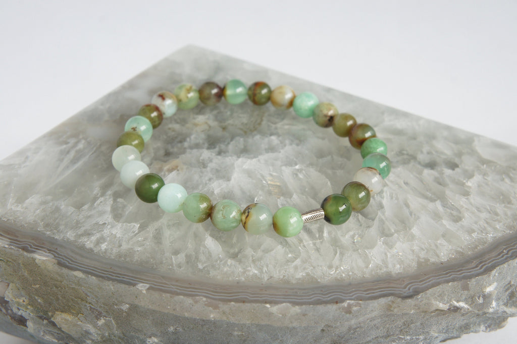Spirit Feather Men's Chrysoprase Beaded Bracelet