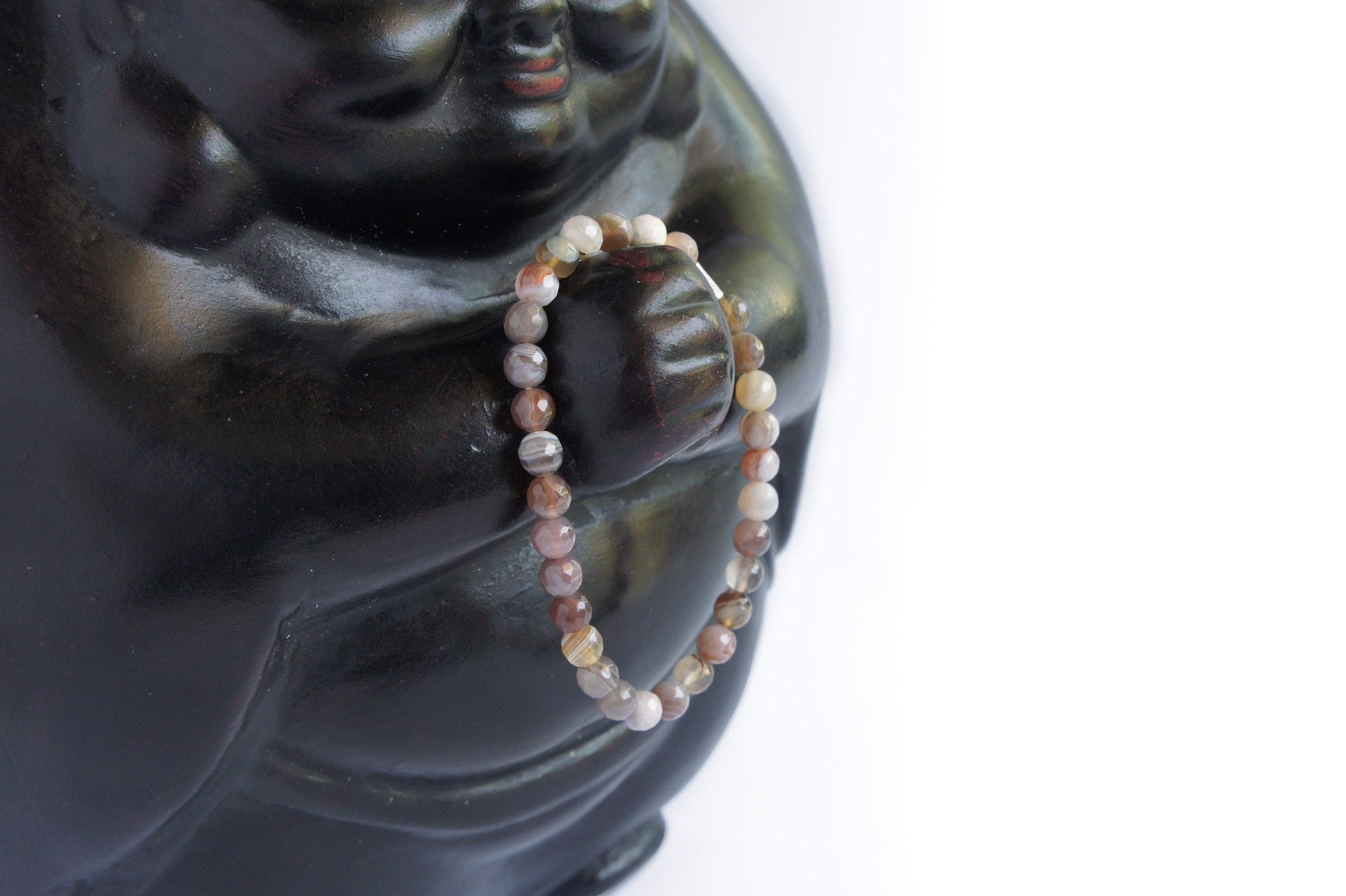 Spirit Feather Botswana Agate Beaded Bracelet