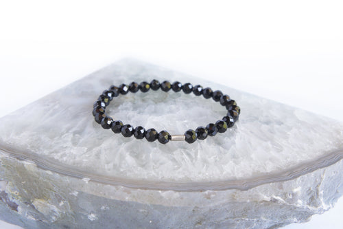Spirit Feather Black Spinel Beaded Bracelet