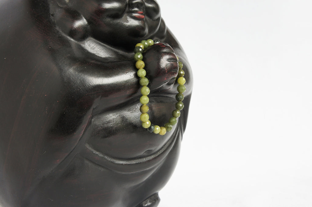 Spirit Feather Chinese Jade Beaded Bracelet