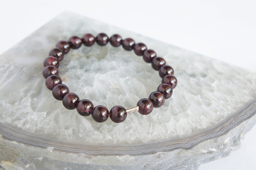 Spirit Feather Men's Garnet Beaded Bracelet