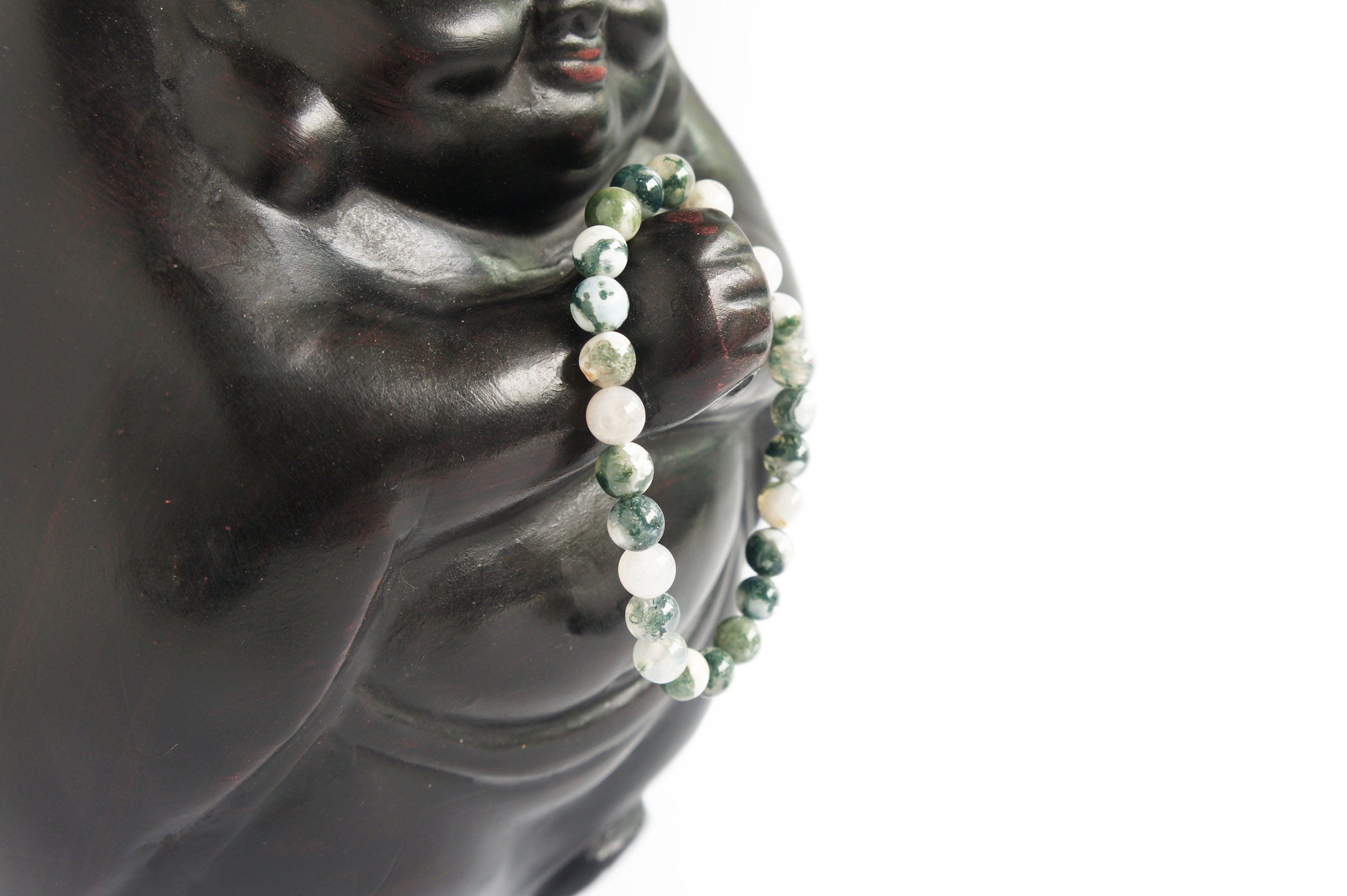 Spirit Feather Men's Tree Agate Beaded Bracelet