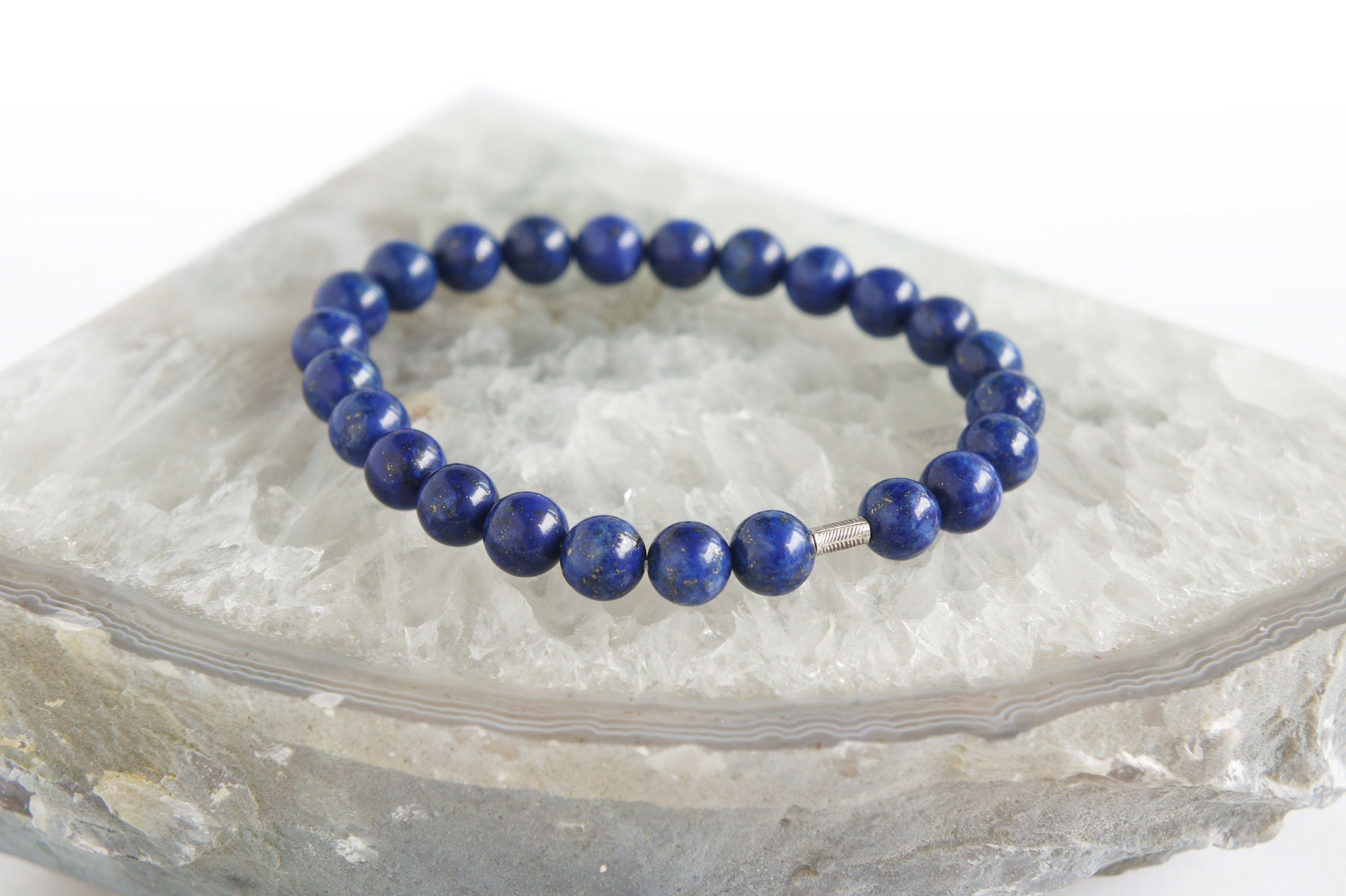 Spirit Feather Men's Lapis Lazuli Beaded Bracelet