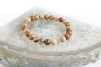 Spirit Feather Men's Petrified Wood Beaded Bracelet