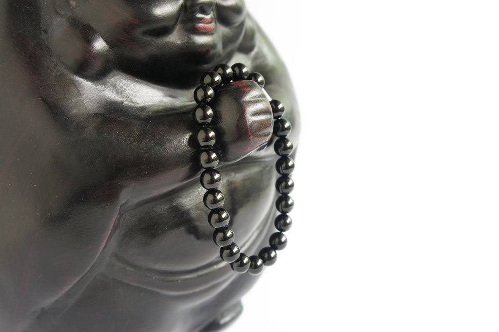 Spirit Feather Men's Black Tourmaline Beaded Bracelet