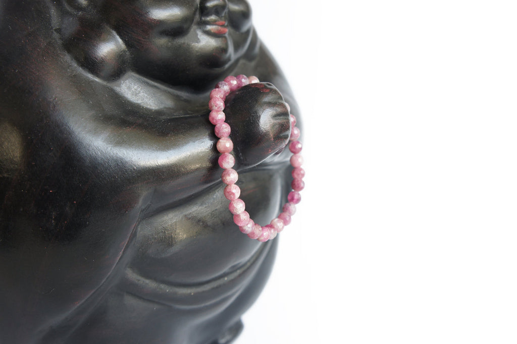 Spirit Feather Pink Tourmaline Beaded Bracelet