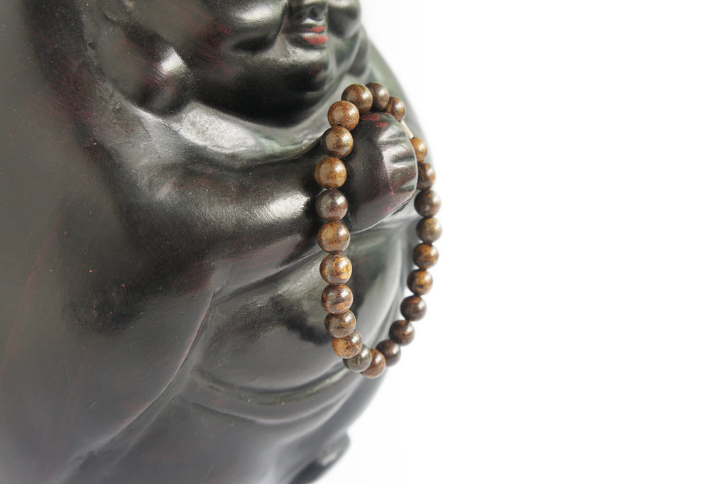 Spirit Feather Men's Bronzite Beaded Bracelet